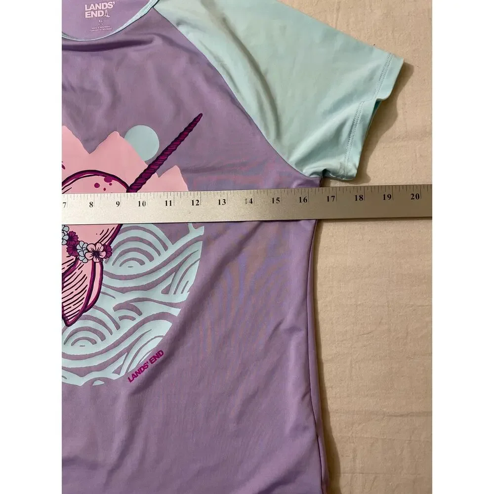Lands' End Kids Size XL 14-16 Short Sleeve‎ Rash Guard Sun Shirt Water Play